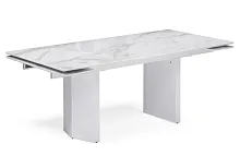 Стеклянный стол Монерон 200(260)х100х77 белый мрамор / белый 553541 Woodville столешница белая из стекло мдф